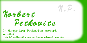 norbert petkovits business card